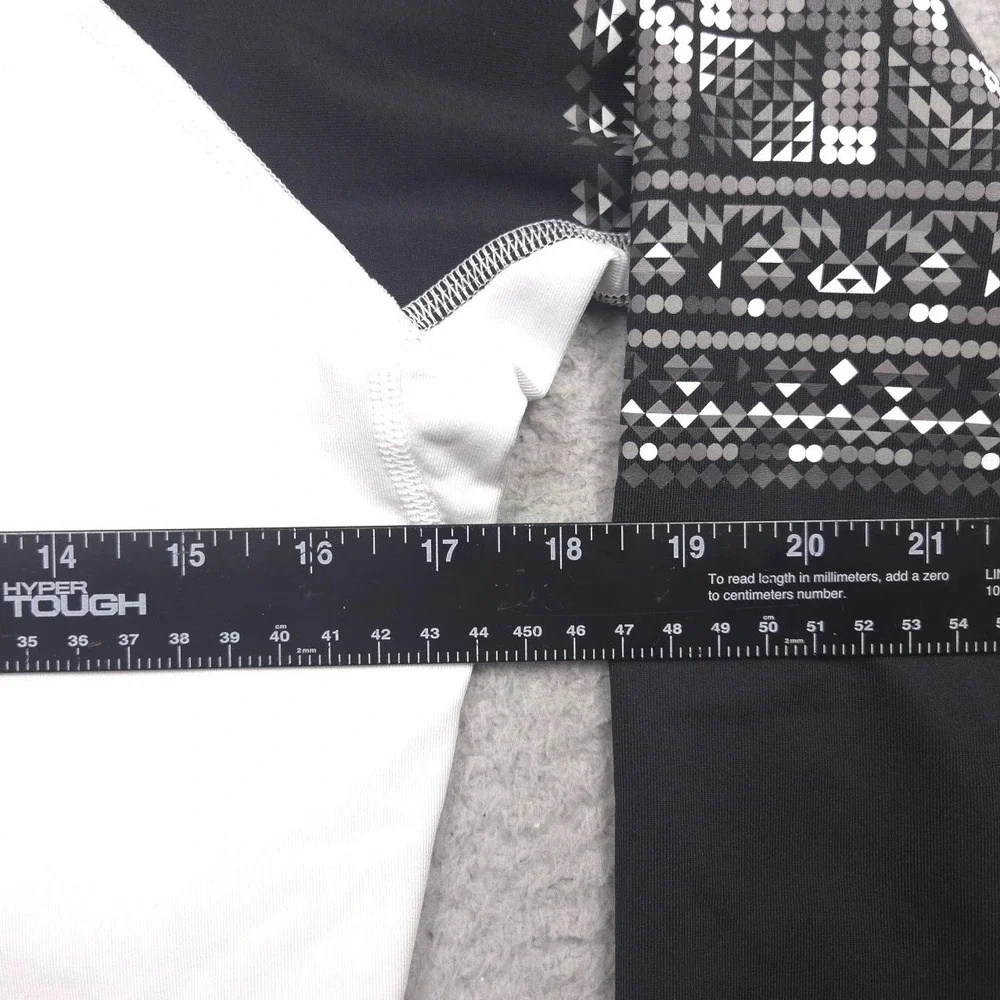 Nike Pro Dri-FIT Quarter Zip Pullover Women M Black White Geometric Thumbholes